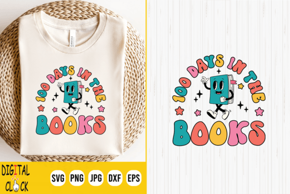 100 Days in the Books SVG & T-Shirt Designs