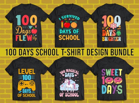 100 Days School T-shirt Design Bundle