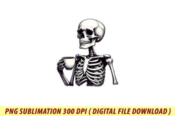 Hot Coffee Halloween Skeleton Png Sublim Graphics