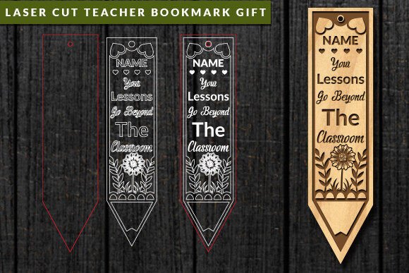 Laser Cut Teacher Bookmark Gift Svg