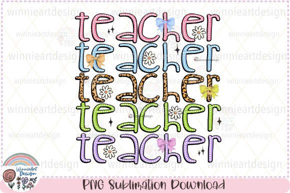 Retro Teacher Coquette Stacked PNG Graphics