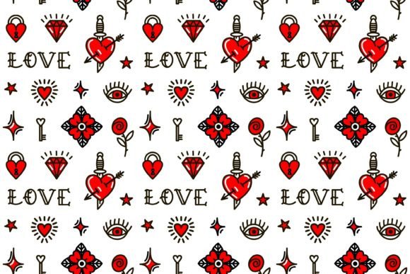 Valentine's Day Ols School Pattern Graphics